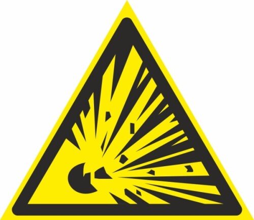 Знак Взрывоопасно! код W02
