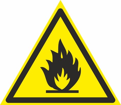 Знак Пожароопасно! Легковоспламеняющиеся вещества код W01