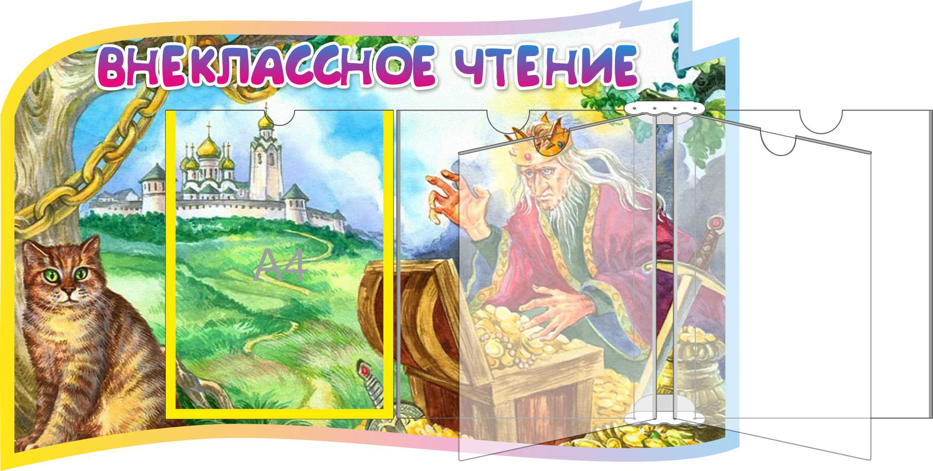 Стенд Внеклассное чтение Кот ученый